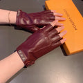 FINGERLESS GLOVES IN GARNET RED LAMBSKIN 453645