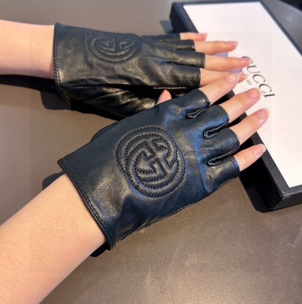 FINGERLESS GLOVES IN BLACK LAMBSKIN AND CASHMERE LINING 465790