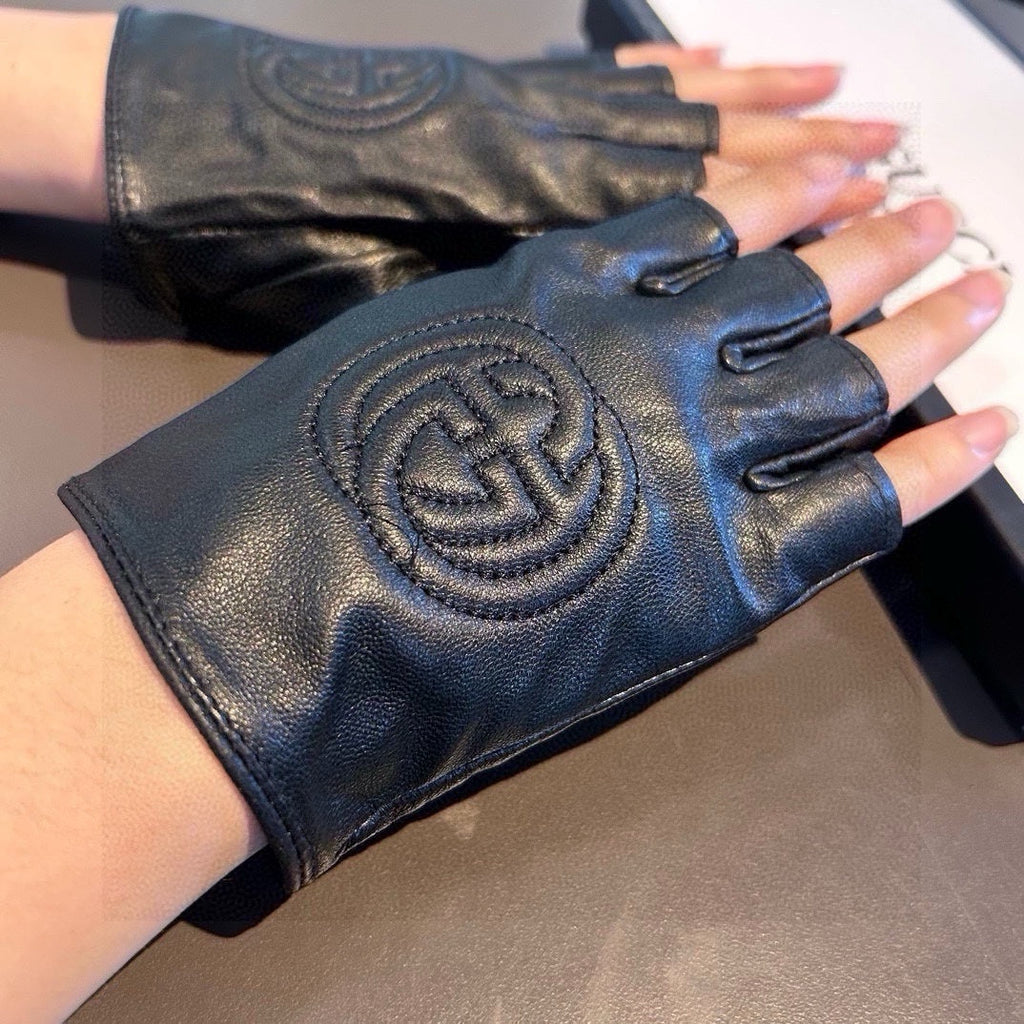FINGERLESS GLOVES IN BLACK LAMBSKIN AND CASHMERE LINING 465790