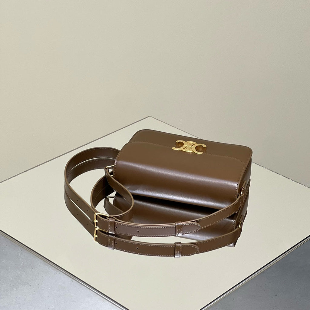 MINI CLAUDE 22 SHINY CALFSKIN CHOCOLATE BROWN