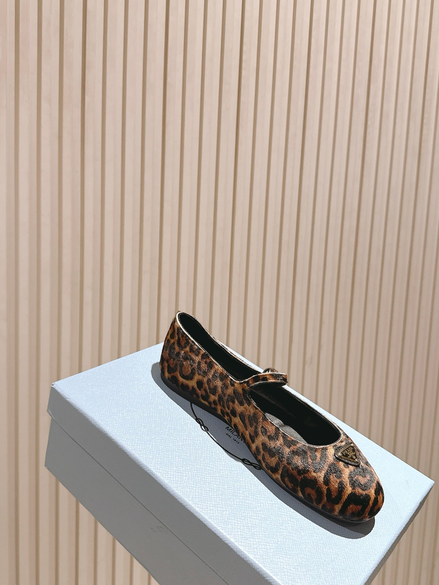 PRADA BALLERINA FLATS IN LEOPARD PRINT LAMBSKIN