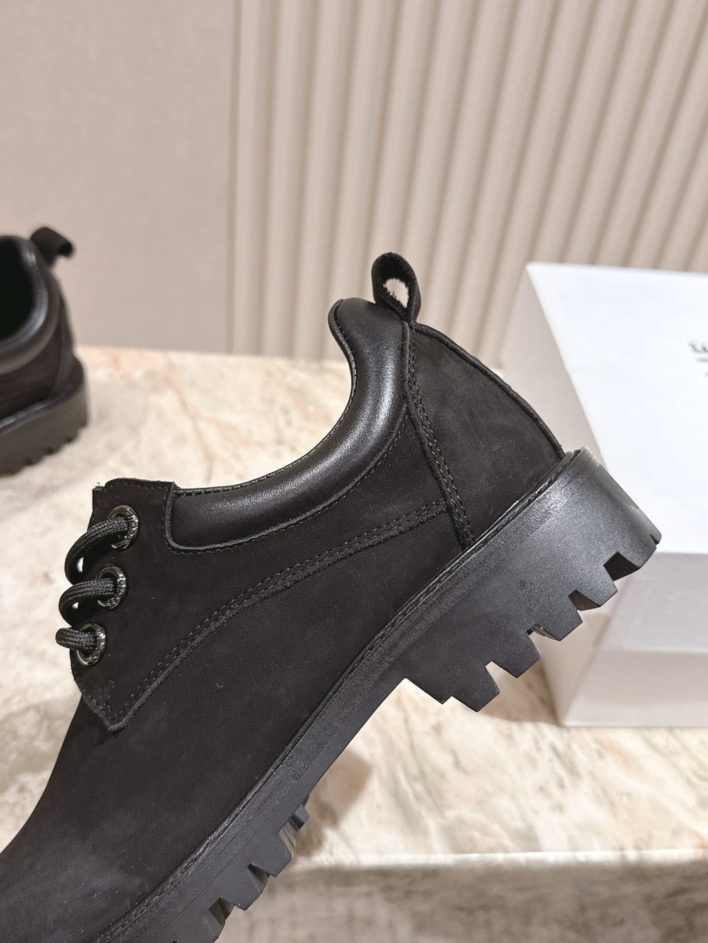 CELINE 25S LOW CUT MARTIN BOOTS IN BLACK CALFSKIN