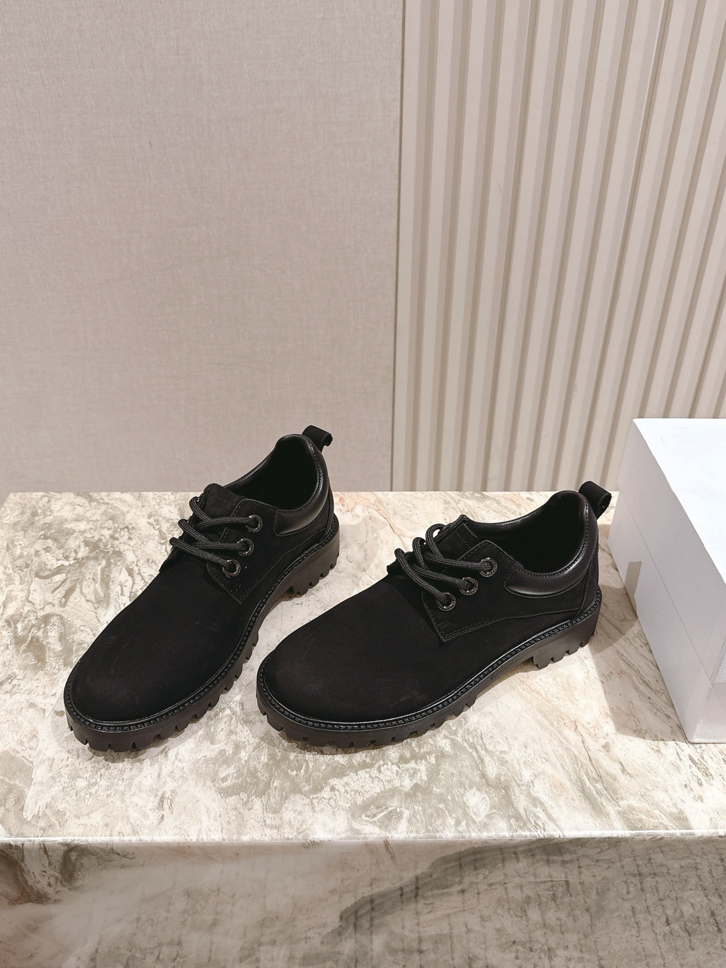 CELINE 25S LOW CUT MARTIN BOOTS IN BLACK CALFSKIN