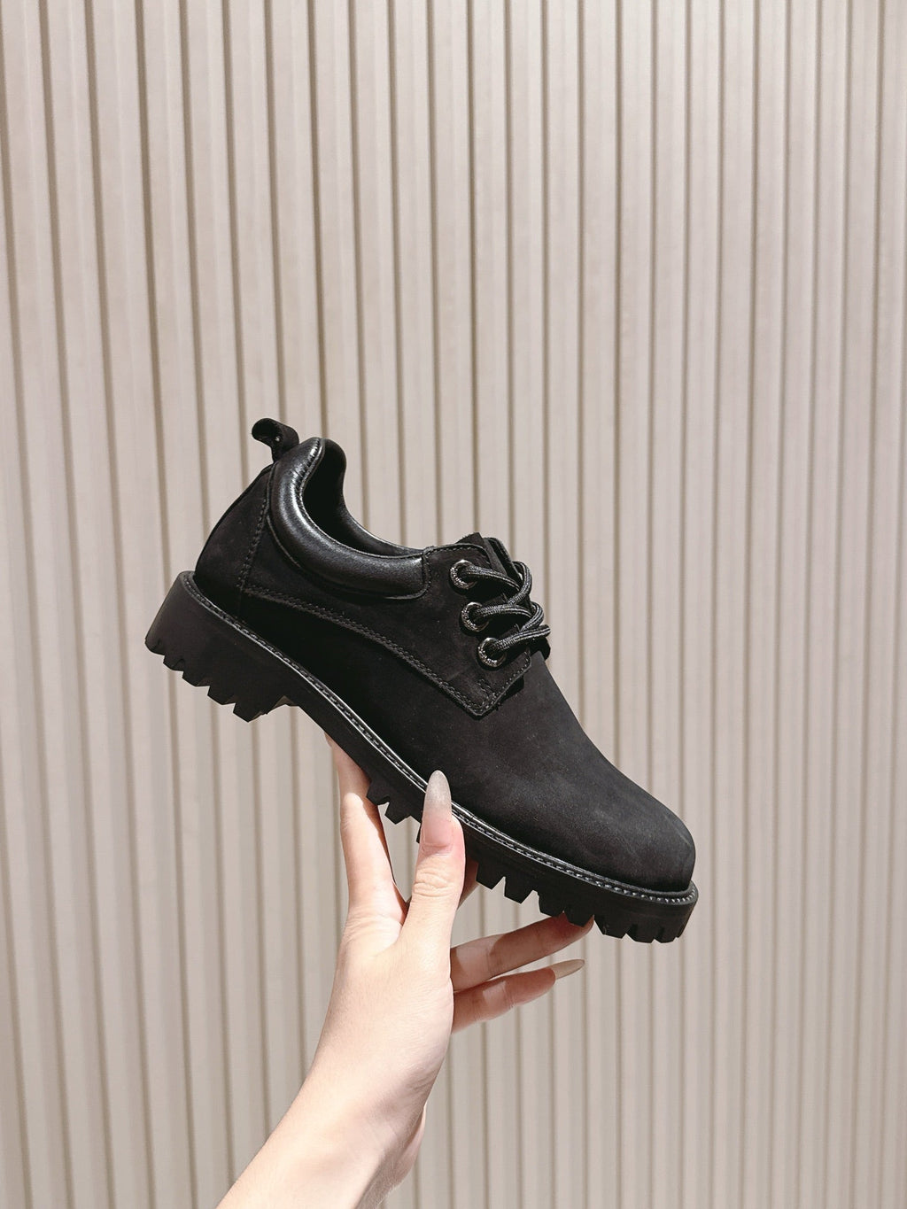 CELINE 25S LOW CUT MARTIN BOOTS IN BLACK CALFSKIN