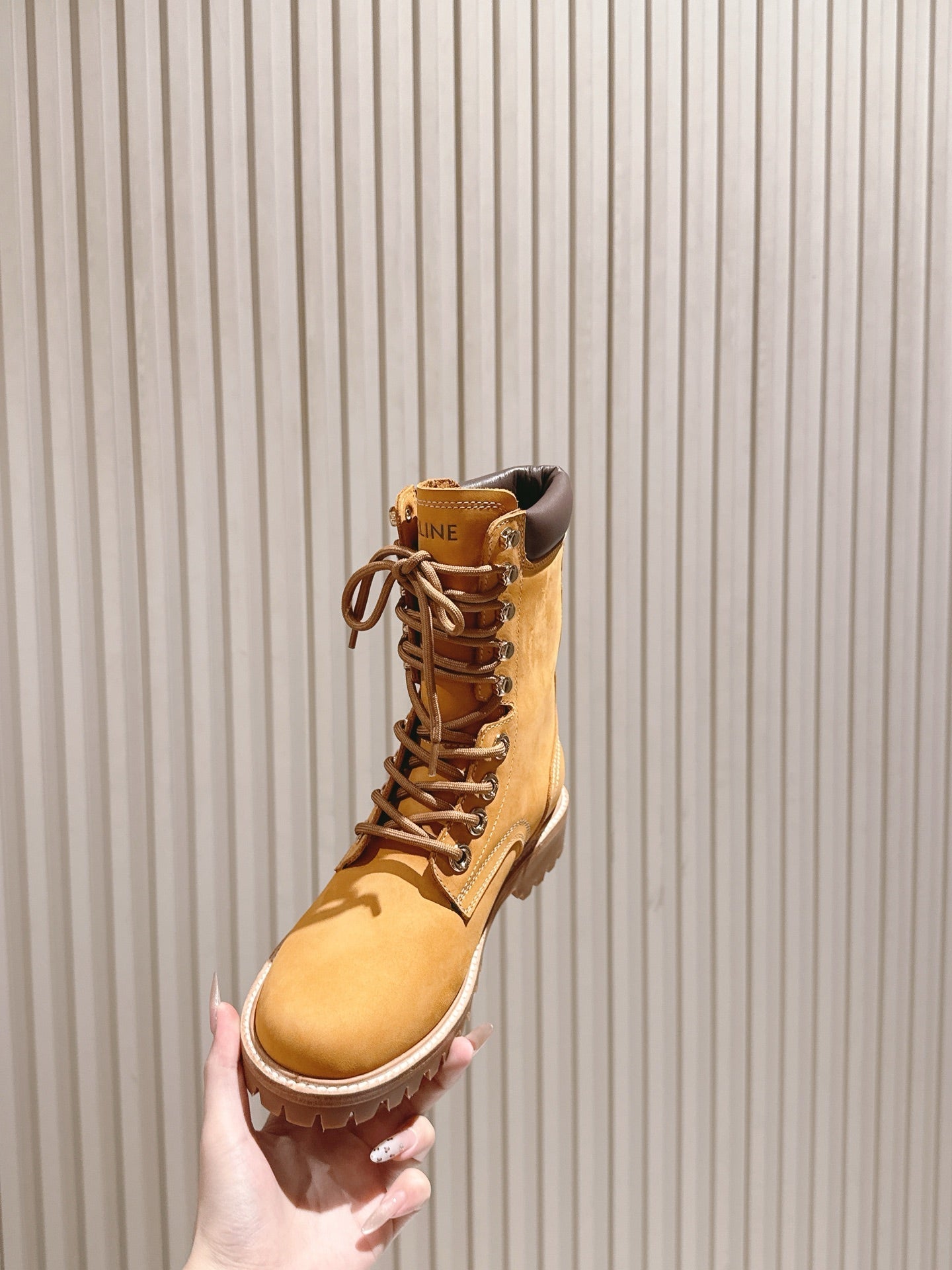 CELINE 25S SHORT MARTIN BOOTS IN MEDIUM ORANGE CALFSKIN