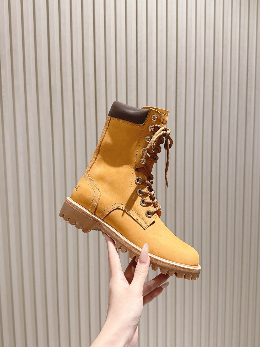 CELINE 25S SHORT MARTIN BOOTS IN MEDIUM ORANGE CALFSKIN