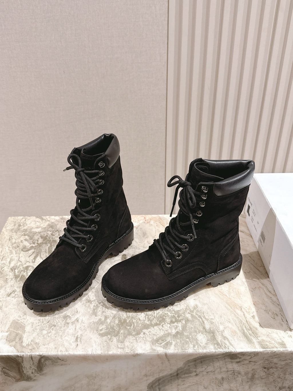 CELINE 25S SHORT MARTIN BOOTS IN BLACK CALFSKIN