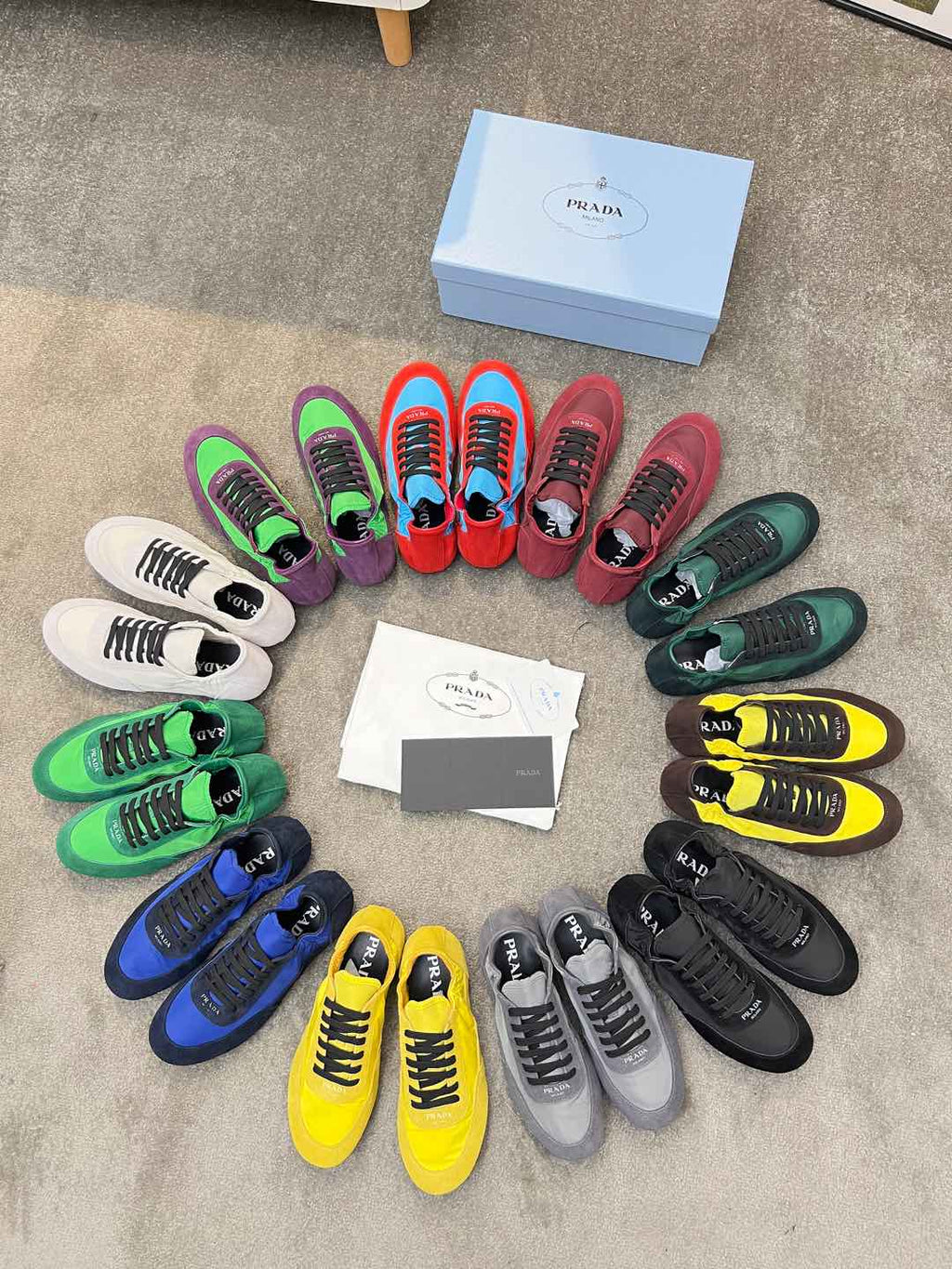 COLLAPSE SNEAKERS IN RED SUEDE AND SKY BLUE NYLON