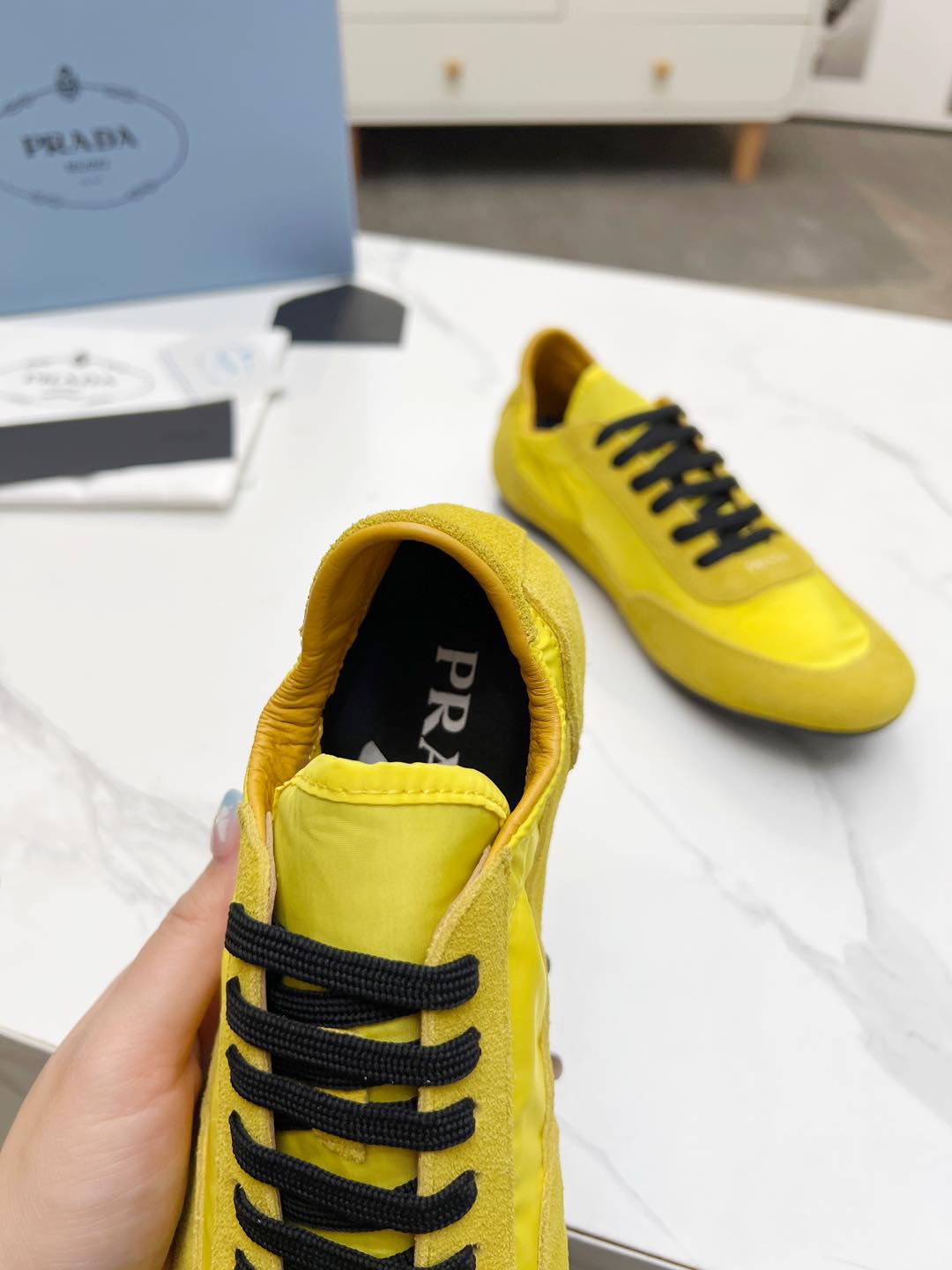 COLLAPSE SNEAKERS IN YELLOW SUEDE AND NYLON