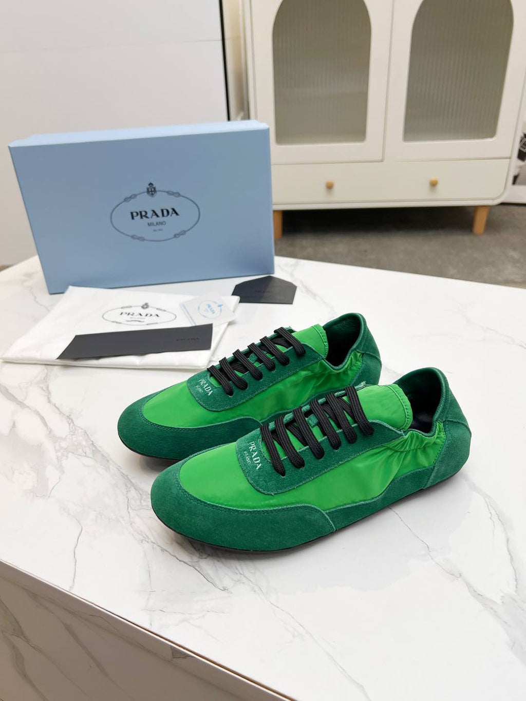COLLAPSE SNEAKERS IN GREEN SUEDE AND NYLON