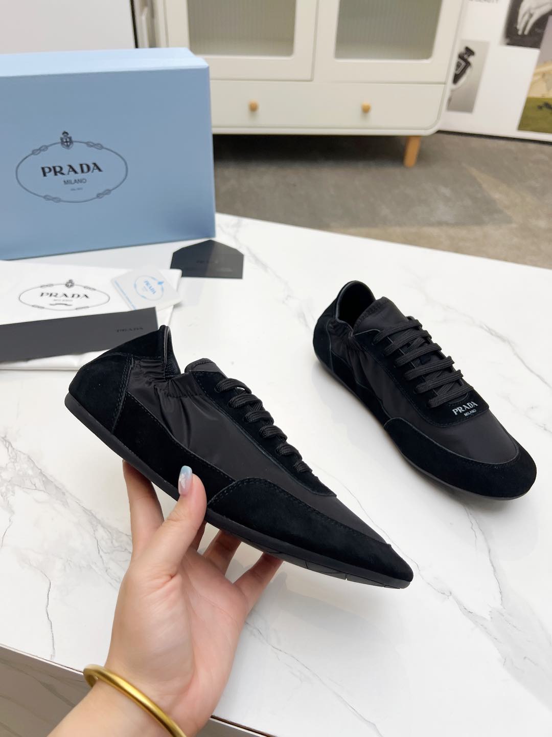 COLLAPSE SNEAKERS IN BLACK SUEDE AND NYLON