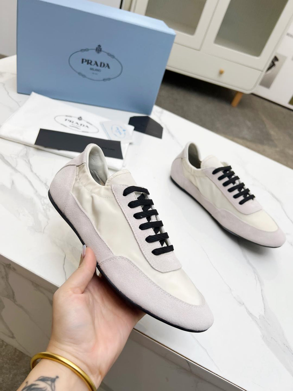 COLLAPSE SNEAKERS IN BEIGE SUEDE AND NYLON