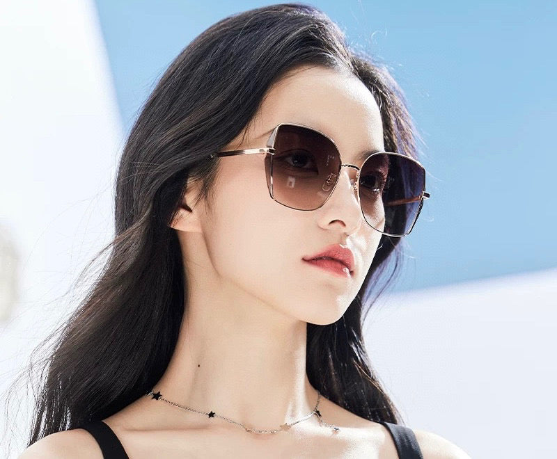 OVERSIZED RECTANGULAR FRAME SUNGLASSES G1641 IN METAL