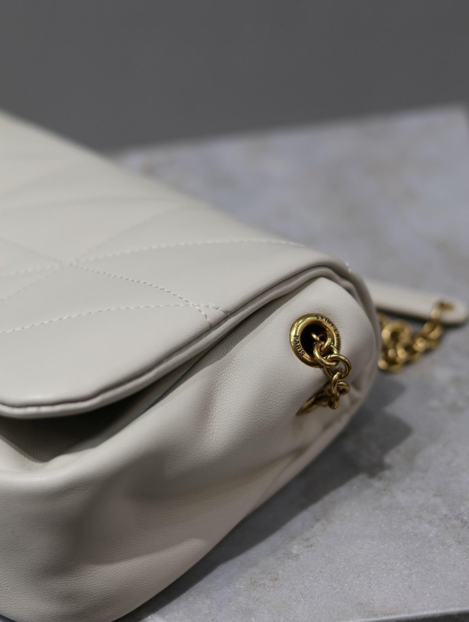 YSL 25S JAMIE MINI 20 IN BLANC VINTAGE LAMBSKIN GOLD HARDWRE