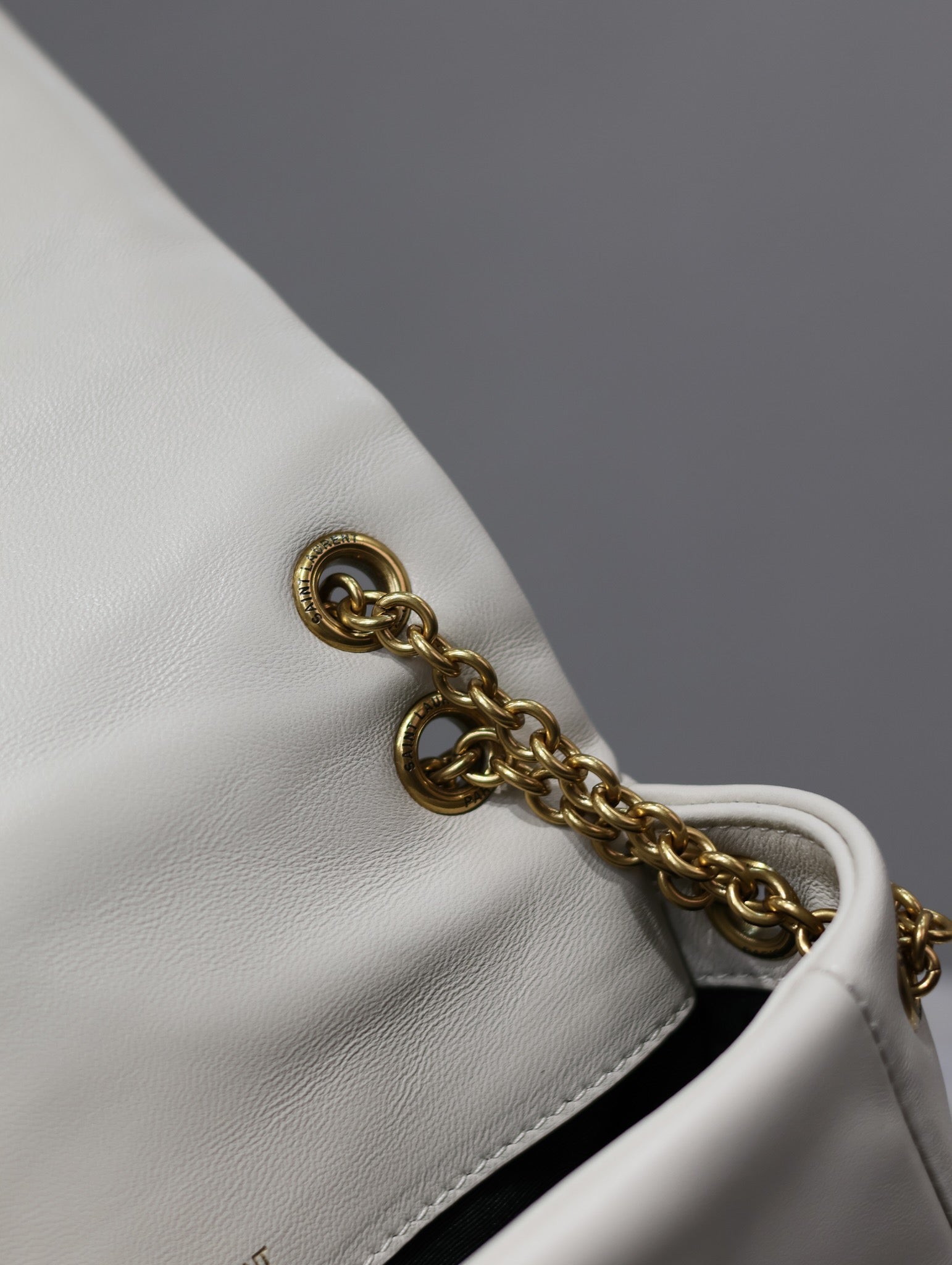 YSL 25S JAMIE MINI 20 IN BLANC VINTAGE LAMBSKIN GOLD HARDWRE