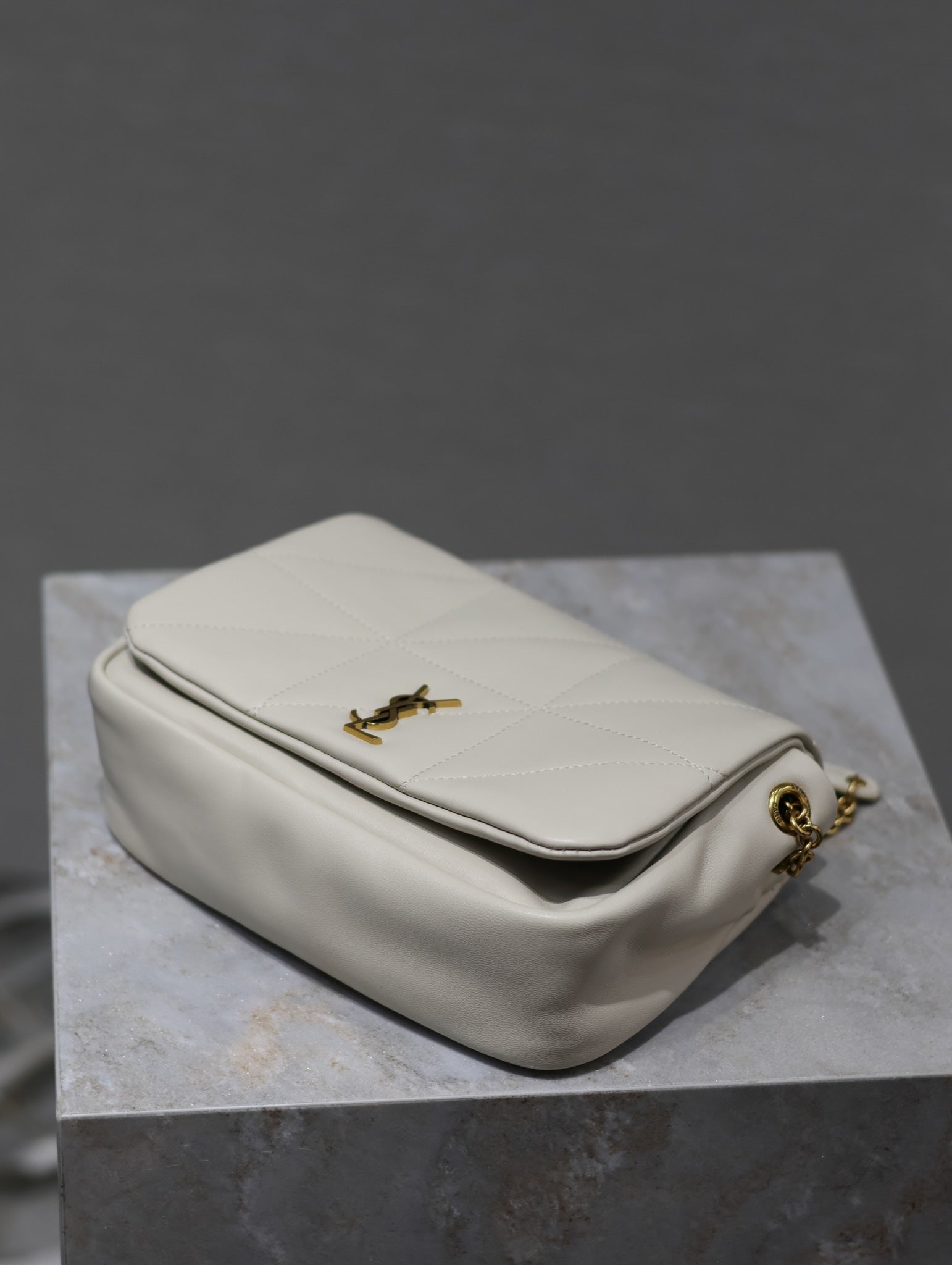 YSL 25S JAMIE MINI 20 IN BLANC VINTAGE LAMBSKIN GOLD HARDWRE