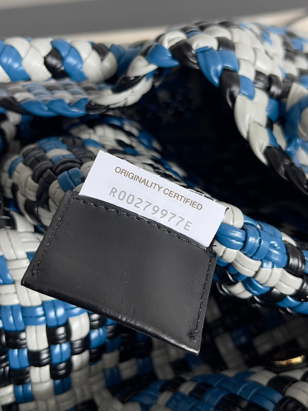 TOSCA SHOULDER BAG 27 IN BLUE MIX BLACK AND WHITE LAMBSKIN