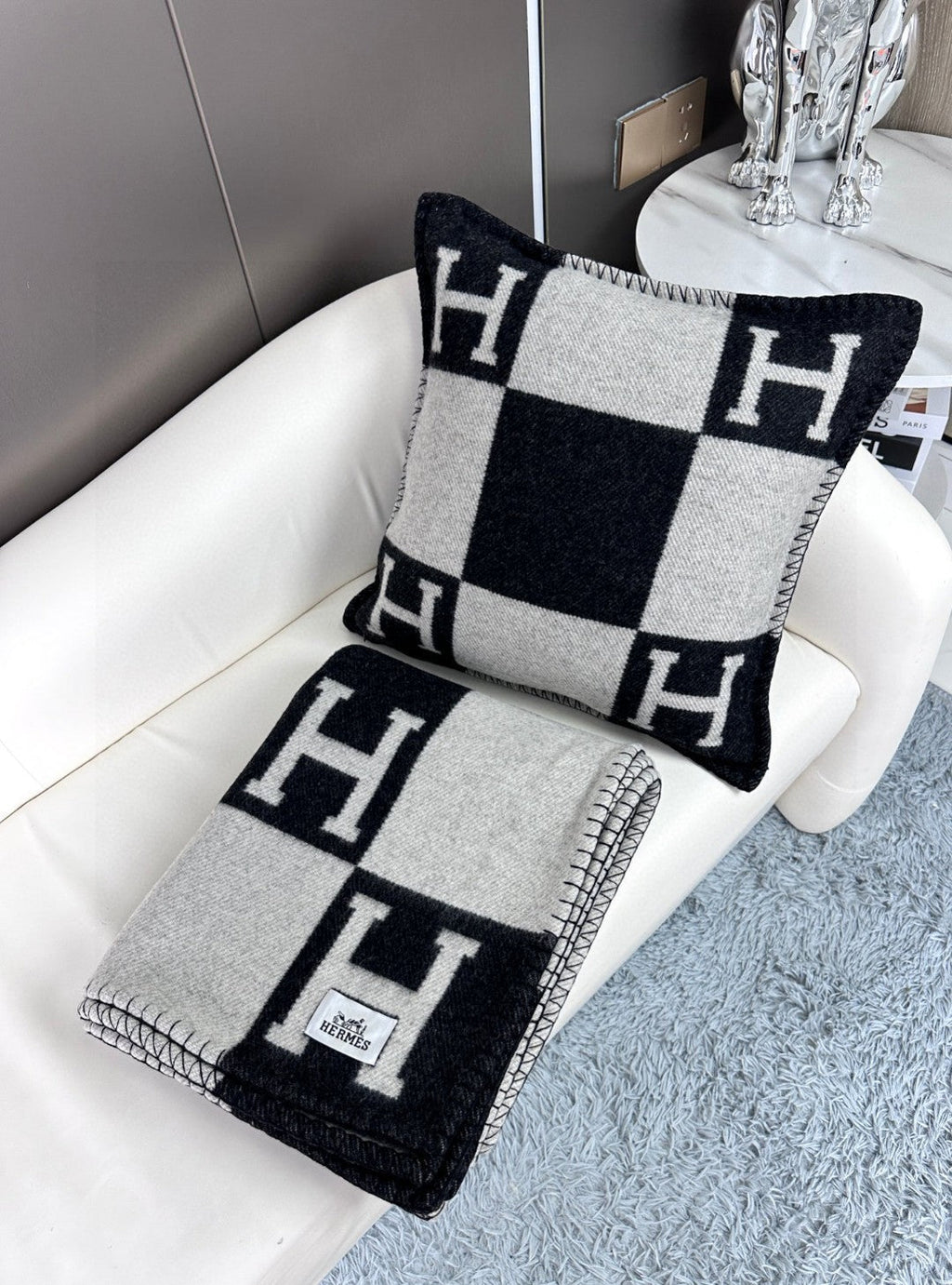 AVALON THROW BLANKET 170 CM IN BLACK CASHMERE 294472