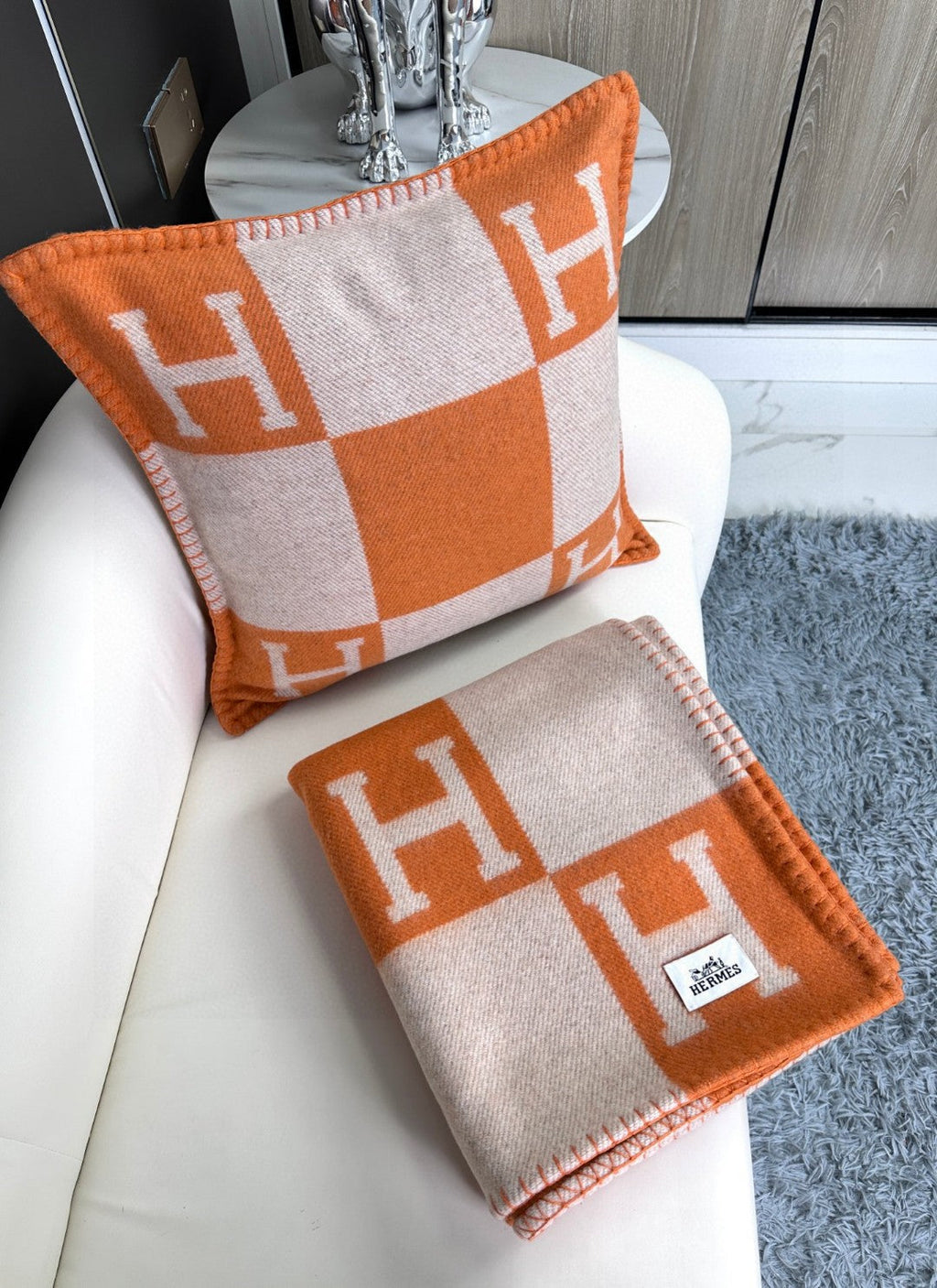 AVALON THROW BLANKET 170 CM IN TIGER ORANGE CASHMERE 294474