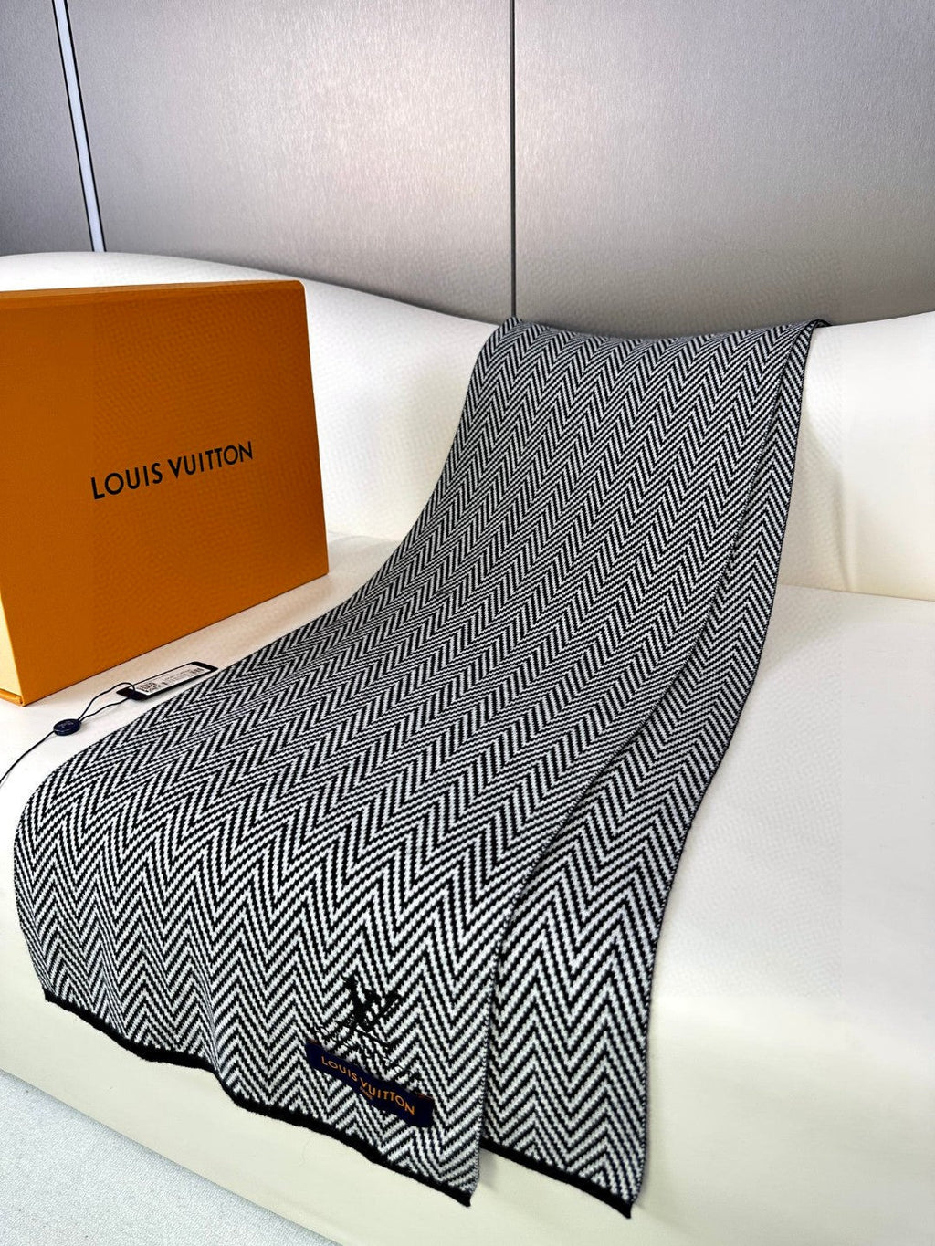 SCARF 180 CM IN BLACK MIX WHITE CASHMERE 393155