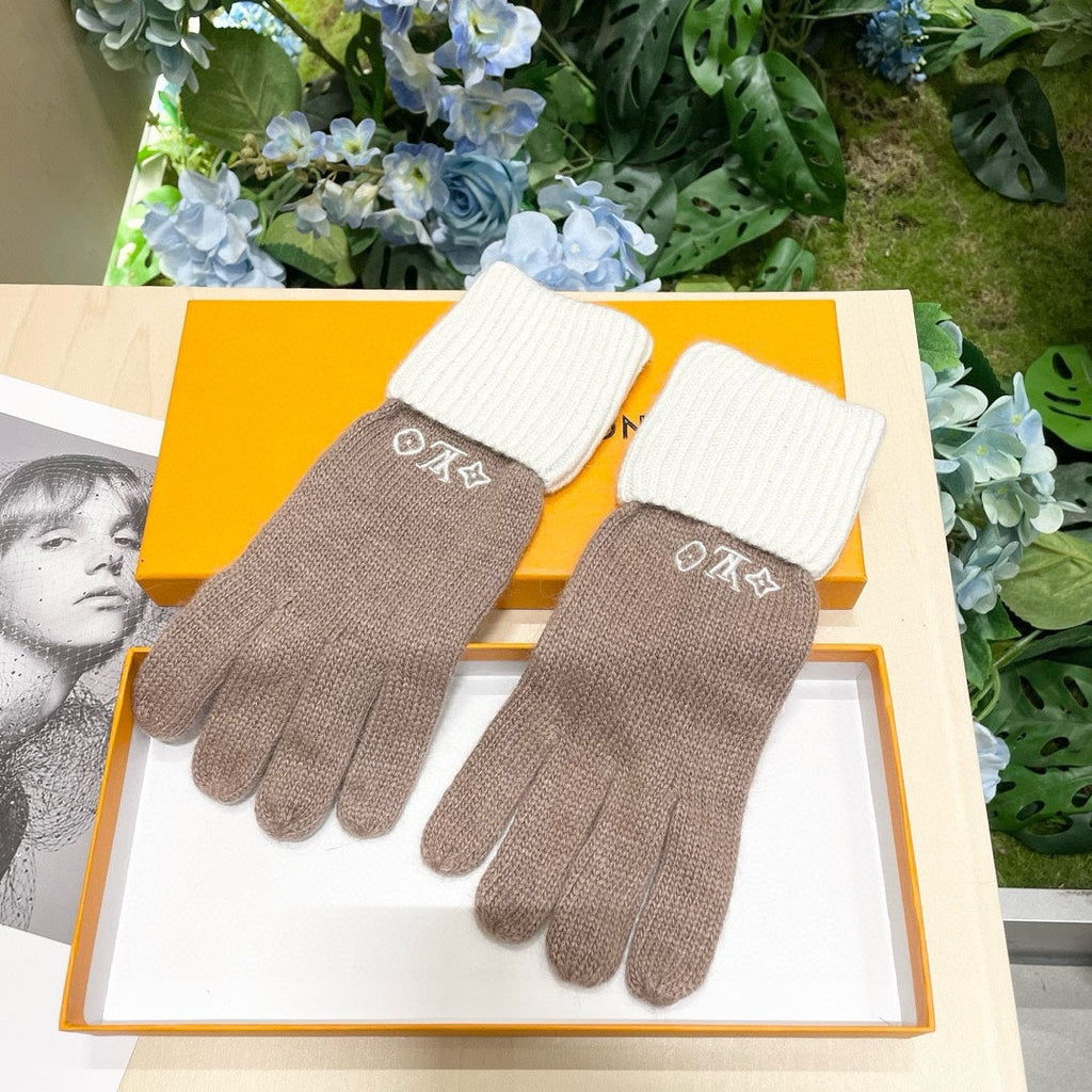 GLOVES IN LIGHT BROWN MIX WHITE WOOL 458549