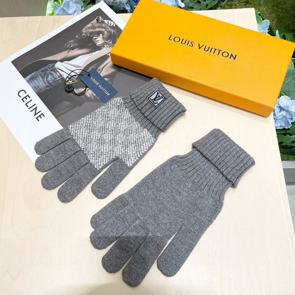 LV GLOVES IN DOVE GRAY WOOL 462427