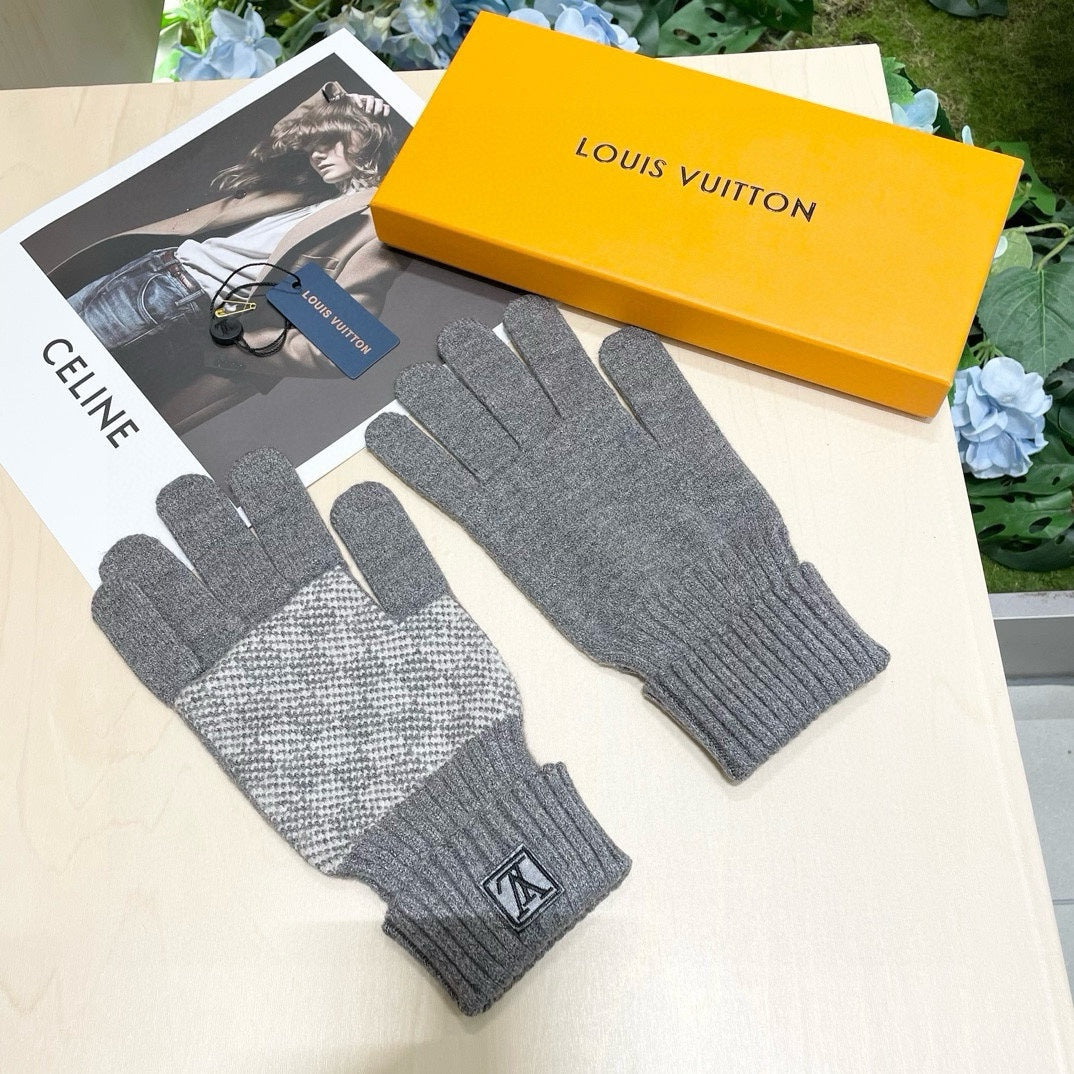 LV GLOVES IN DOVE GRAY WOOL 462427
