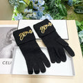 GLOVES IN BLACK WOOL WITH YELLOW LOGO 465778