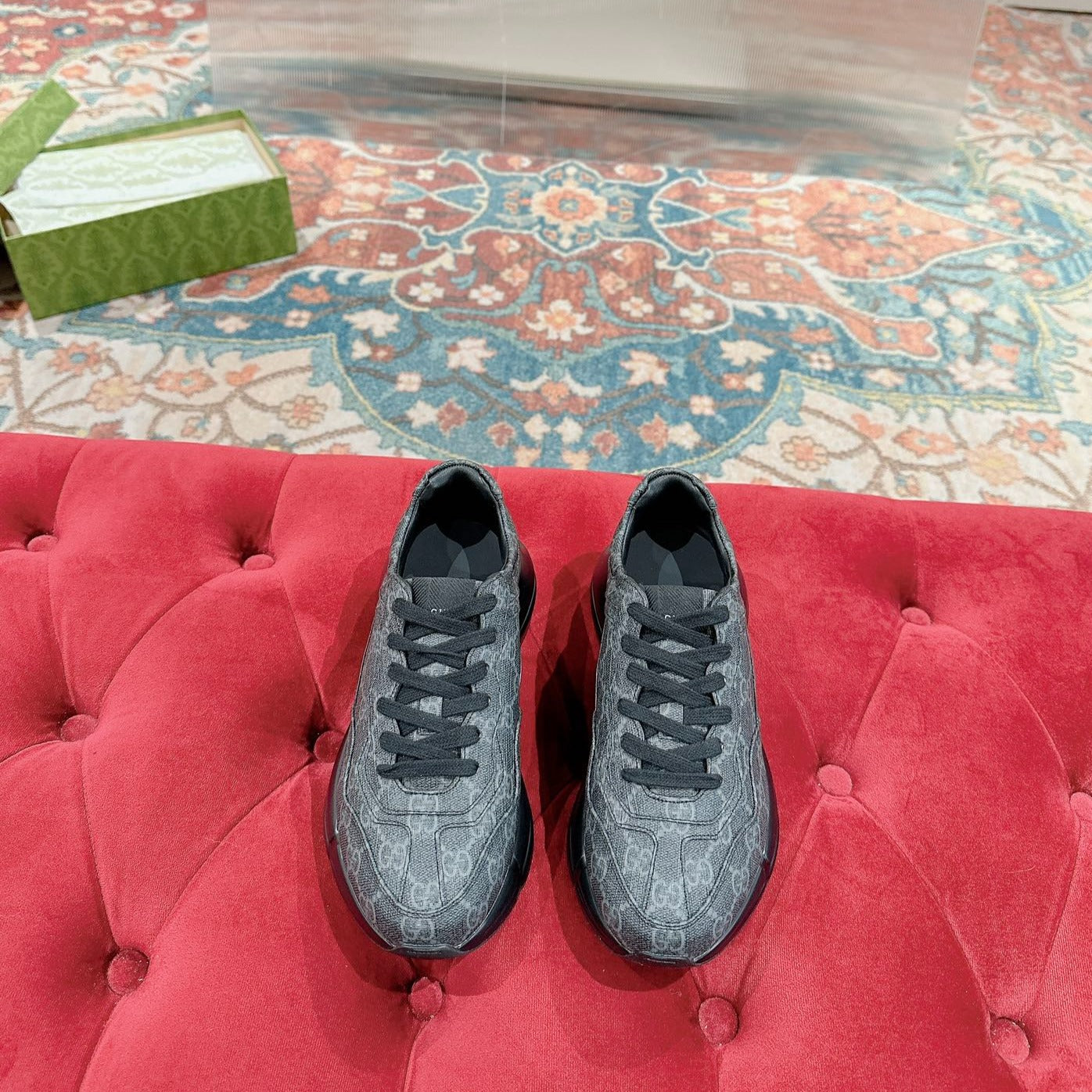 GG RHYTON TRAINER CHARCOAL CALFSKIN