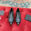 CASSANDRA BALLET FLAT IN BLACK MIX BLUE SMOOTH LAMBSKIN