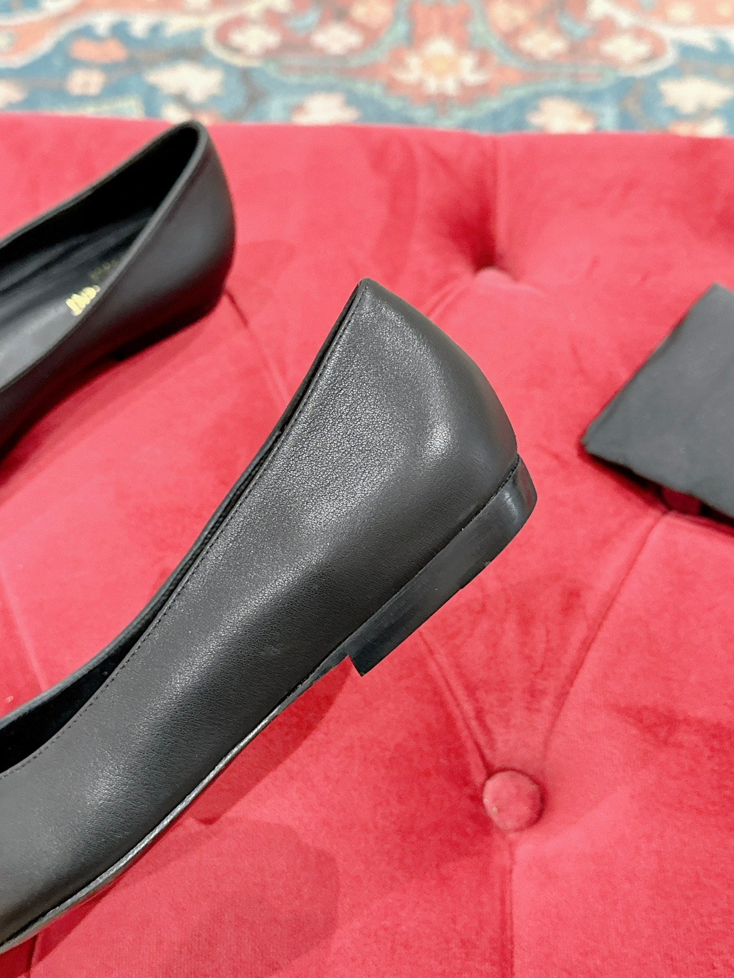 CASSANDRA BALLET FLAT IN BLACK MIX BLUE SMOOTH LAMBSKIN