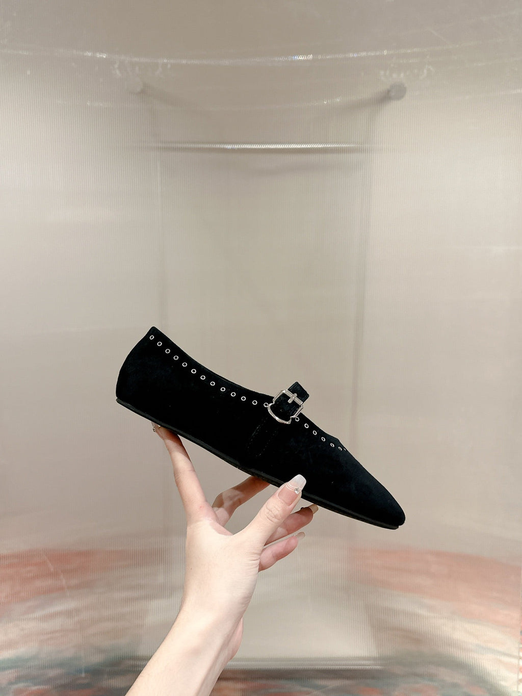 ALAIA MARY JANE IN BLACK SUEDE WITH SILVER HARDWARE
