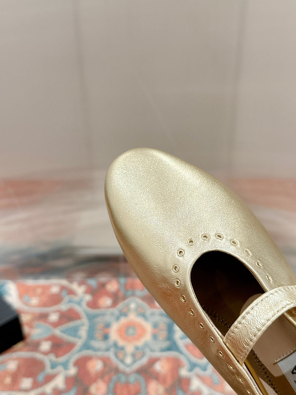 ALAIA MARY JANE IN GOLD LAMBSKIN WITH GOLD HARDWARE