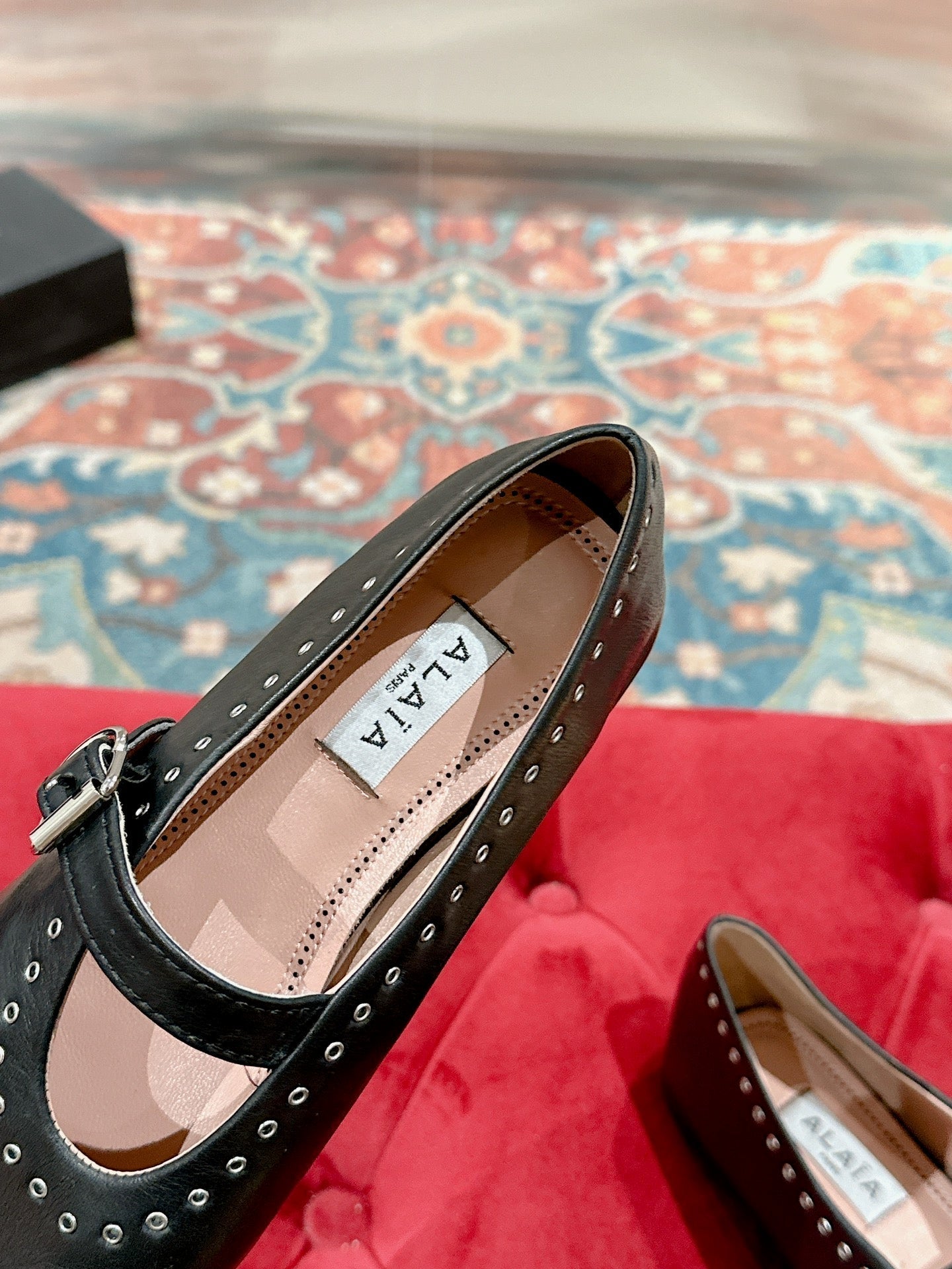 ALAIA MARY JANE IN BLACK LAMBSKIN WITH SILVER HARDWARE