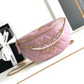 CC WAIST 24 BAG IN LIGHT PINK CALFSKIN WITH PEARL CHAIN AND GOLD HARDWARE