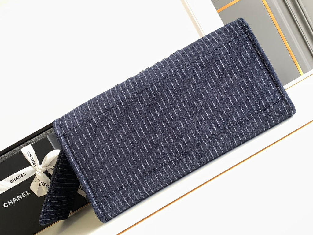 CHANEL 25S TOTE BAG 38 CM IN NAVY BLUE CANVAS