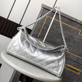 CHANEL 25S HOBO BAG 40 CM IN SILVER LAMBSKIN