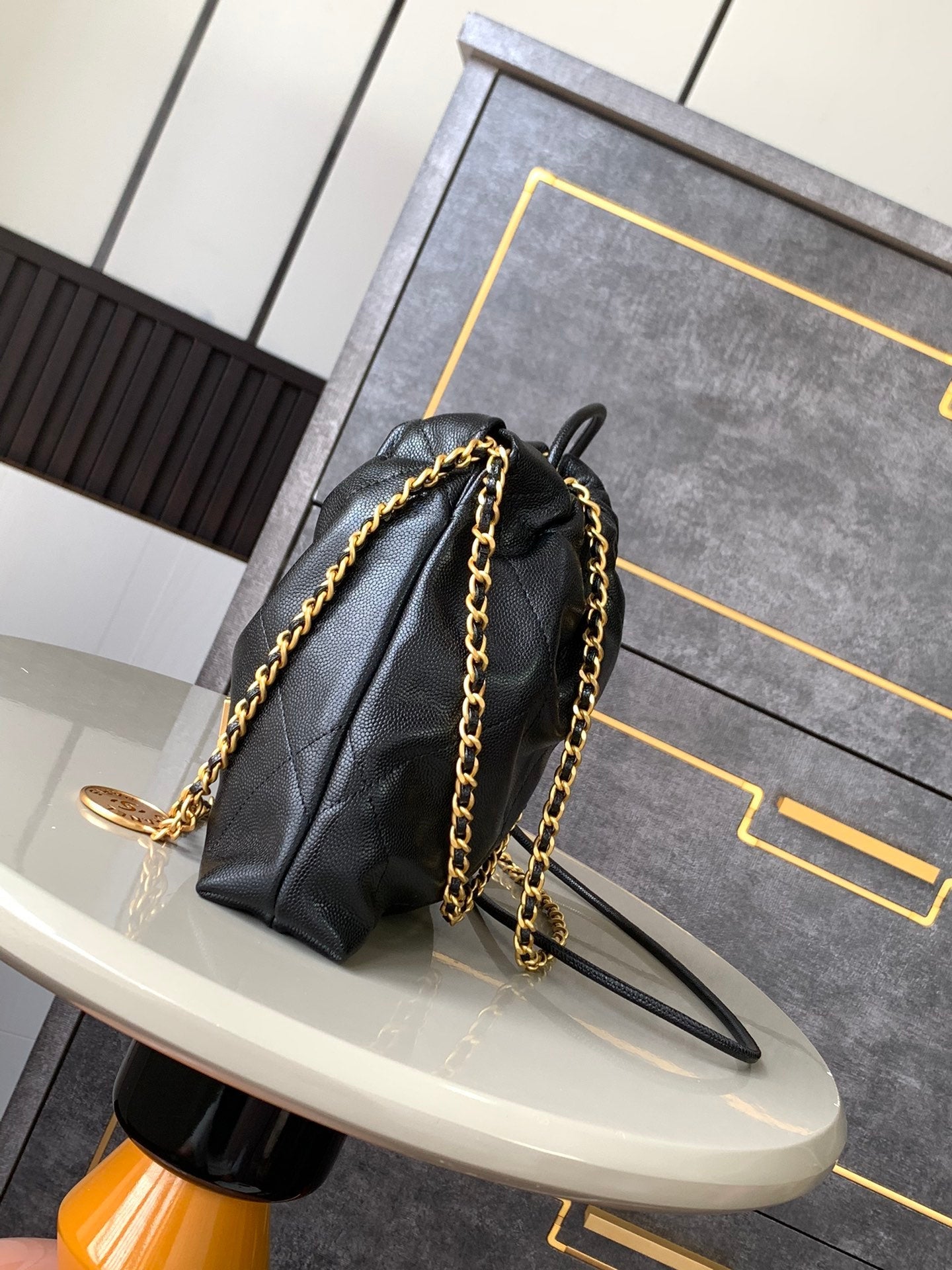 CHANEL BAG 25S 20 CM IN BLACK LAMBSKIN WITH GOLD HARDWARE