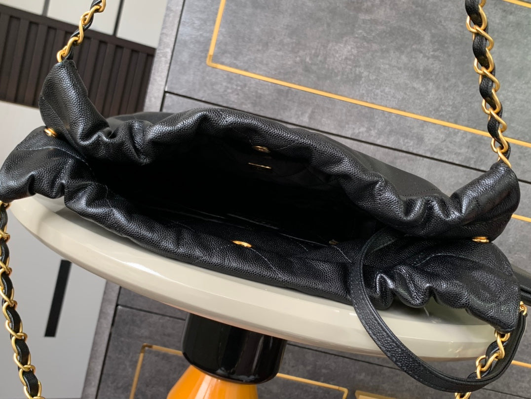 CHANEL BAG 25S 37 CM IN BLACK LAMBSKIN WITH GOLD HARDWARE
