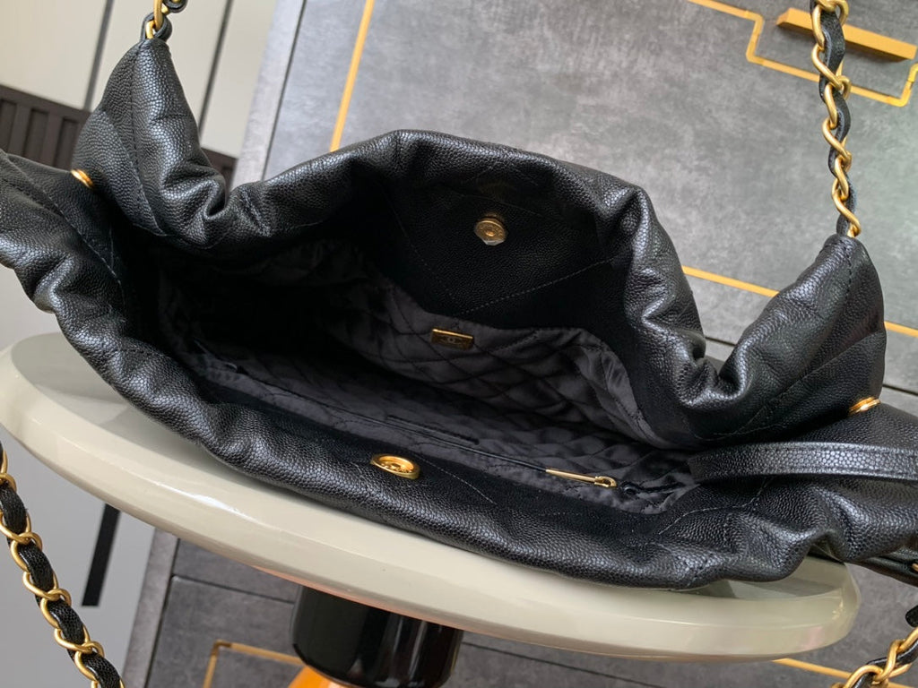 CHANEL BAG 25S 42 CM IN BLACK LAMBSKIN WITH GOLD HARDWARE