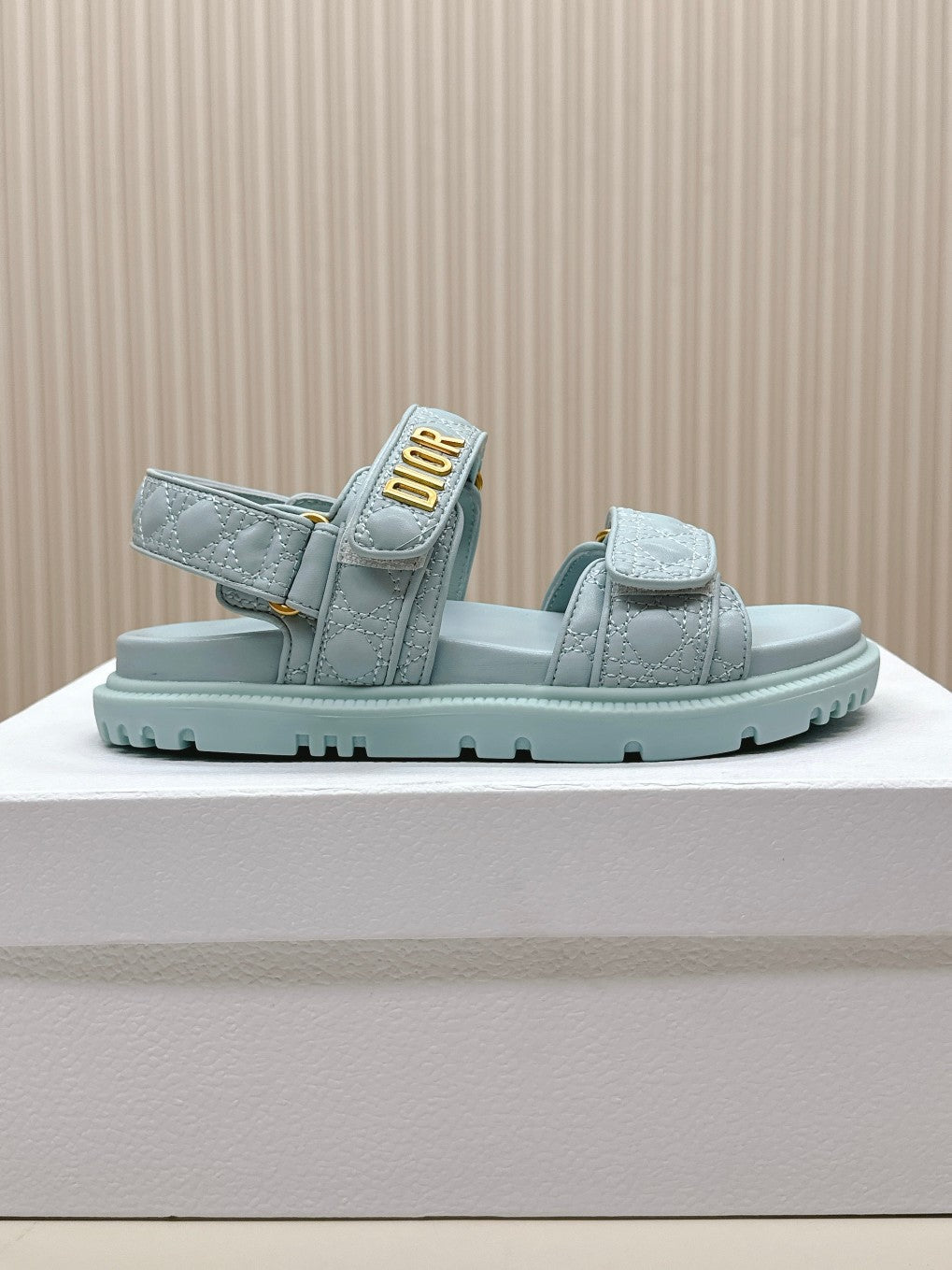 DIOR BACK-STRAP SANDALS 25S IN PASTEL BLUE CALFSKIN