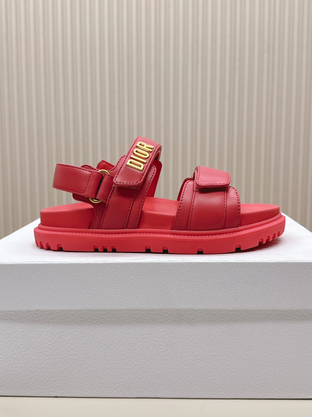 DIOR BACK-STRAP SANDALS 25S IN STRAWBERRY PINK CALFSKIN WITH GOLD HARDWARE