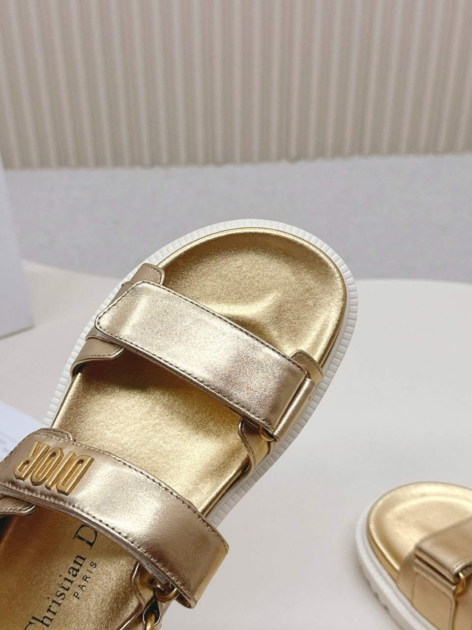 DIOR BACK-STRAP SANDALS 25S IN GOLD CALFSKIN WITH GOLD HARDWARE