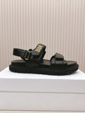 DIOR BACK-STRAP SANDALS 25S IN BLACK CALFSKIN WITH GOLD HARDWARE