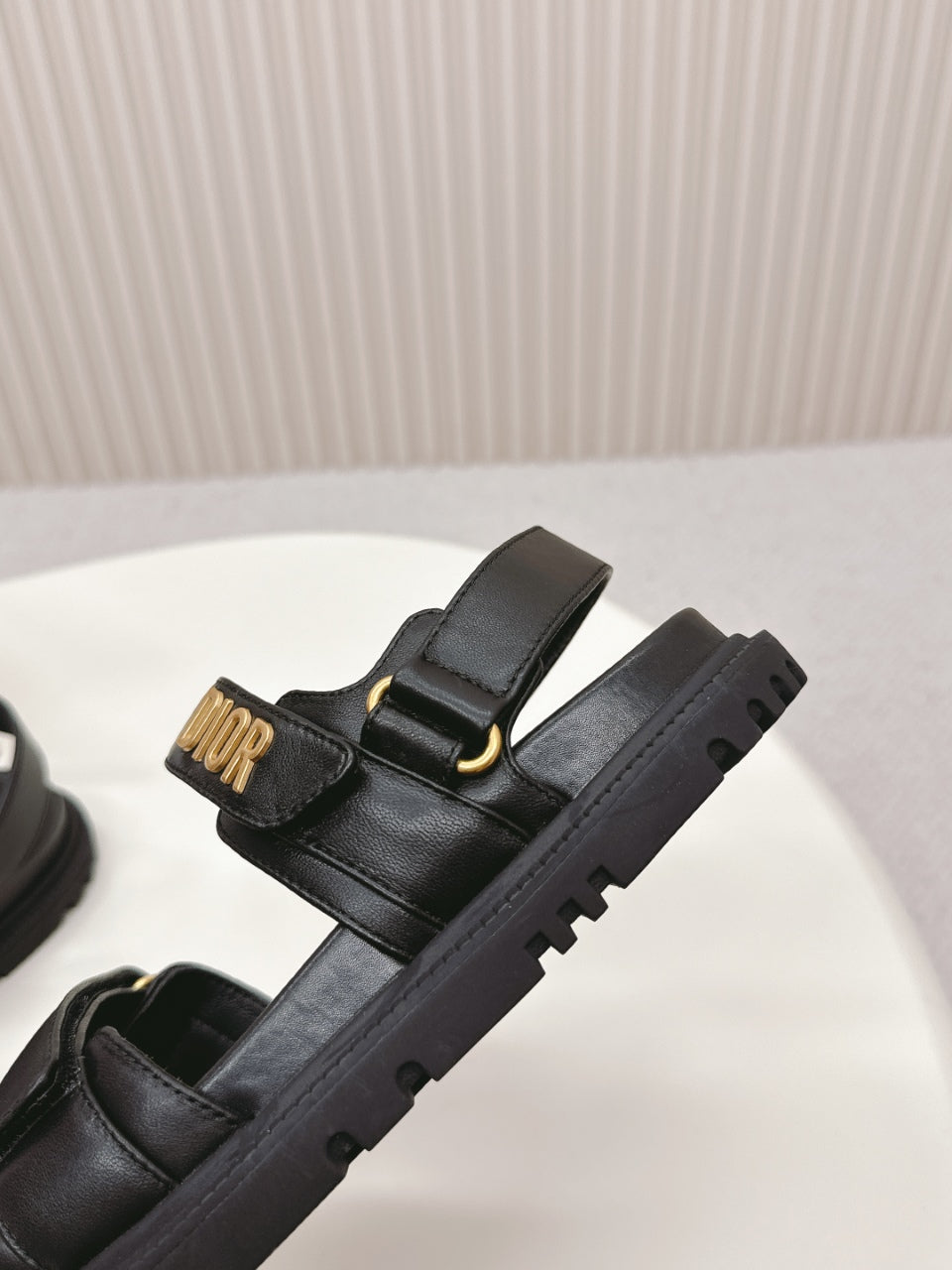 DIOR BACK-STRAP SANDALS 25S IN BLACK CALFSKIN WITH GOLD HARDWARE