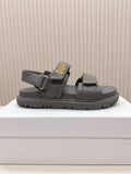 DIOR BACK-STRAP SANDALS 25S IN ASH GRAY CALFSKIN WITH GOLD HARDWARE