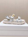DIOR BACK-STRAP SANDALS 25S IN CREAM WHITE AND SILVER CALFSKIN WITH BUTTERFLY MOTIF