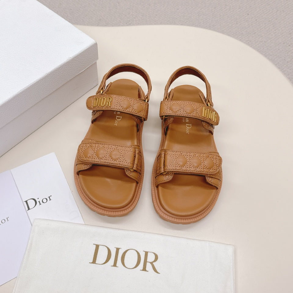 DIOR BACK-STRAP SANDALS 25S IN BROWN CALFSKIN