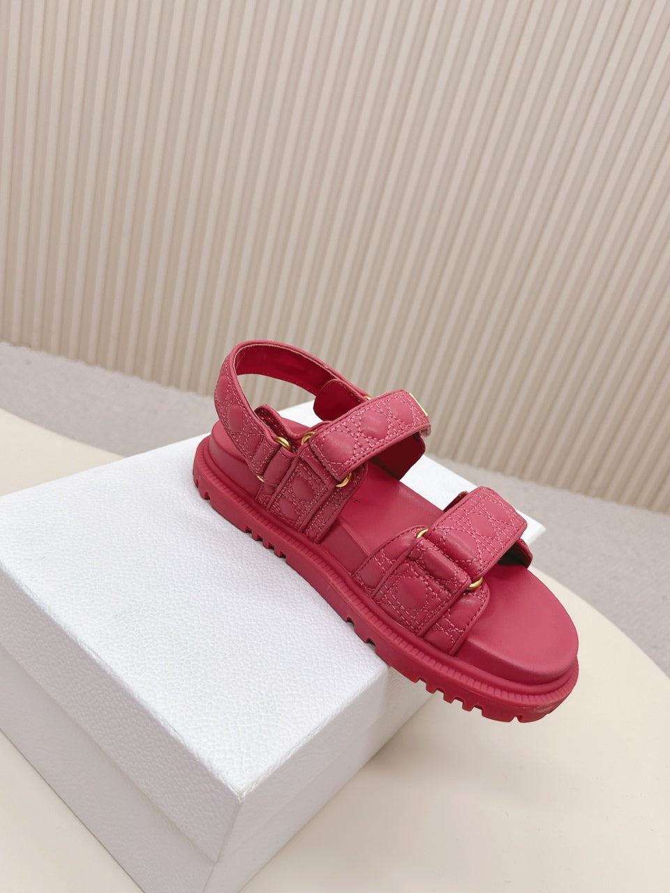 DIOR BACK-STRAP SANDALS 25S IN DARK PINK CALFSKIN
