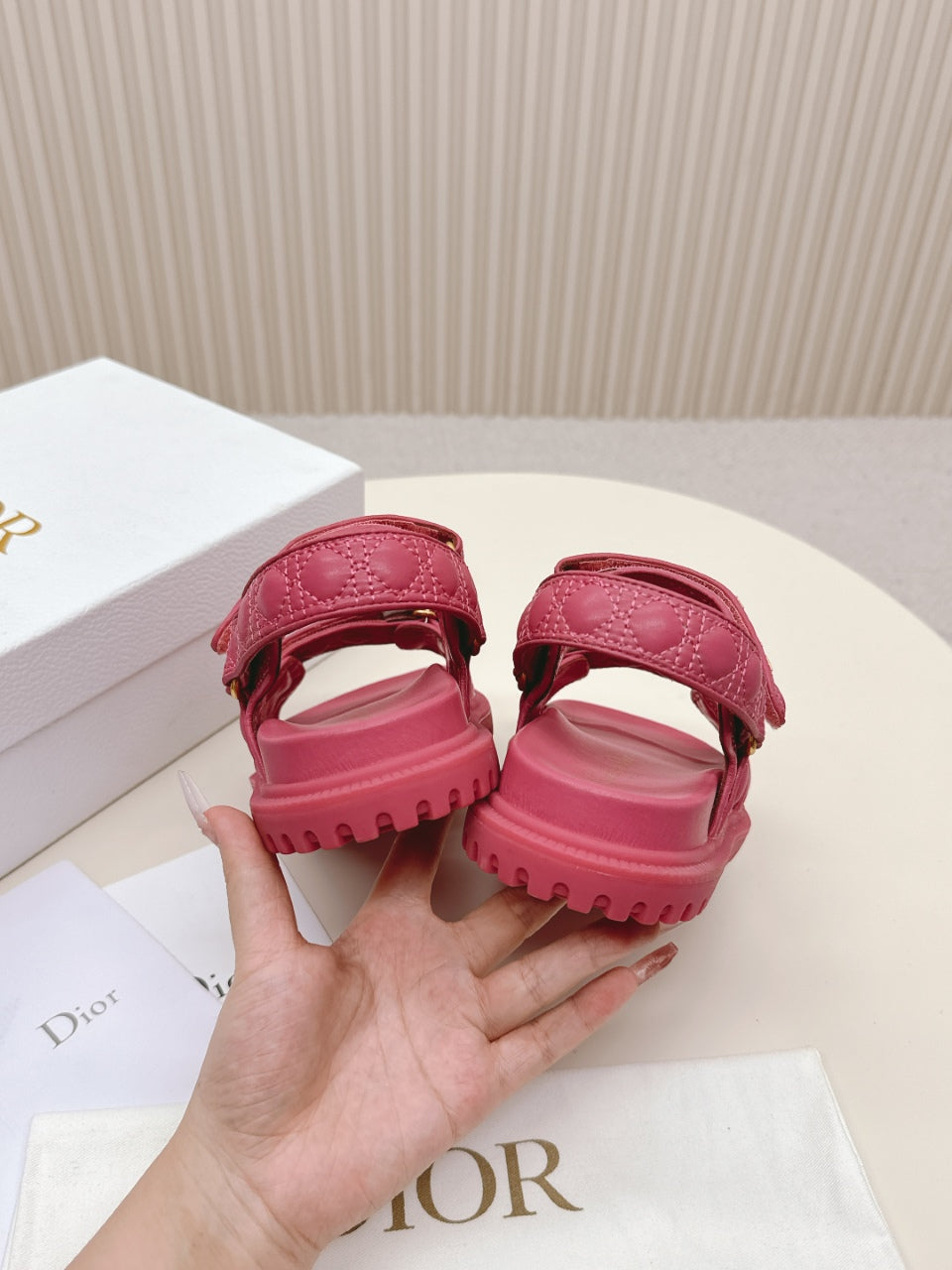 DIOR BACK-STRAP SANDALS 25S IN DARK PINK CALFSKIN